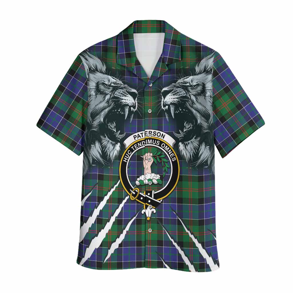 Paterson Tartan Crest Hawaiian Shirt Ferocious Lion Style