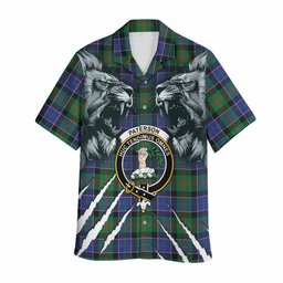 Paterson Tartan Crest Hawaiian Shirt Ferocious Lion Style