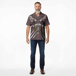 Russell Tartan Crest Hawaiian Shirt Ferocious Lion Style