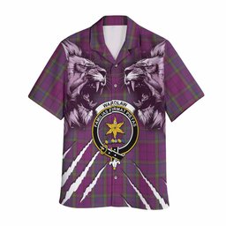Wardlaw Tartan Crest Hawaiian Shirt Ferocious Lion Style
