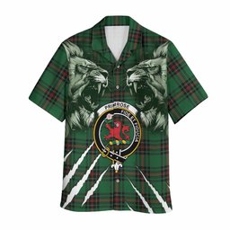 Primrose Tartan Crest Hawaiian Shirt Ferocious Lion Style