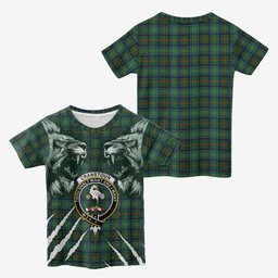 Cranstoun (Cranston) Tartan Crest Kid T-shirt Ferocious Lion Style