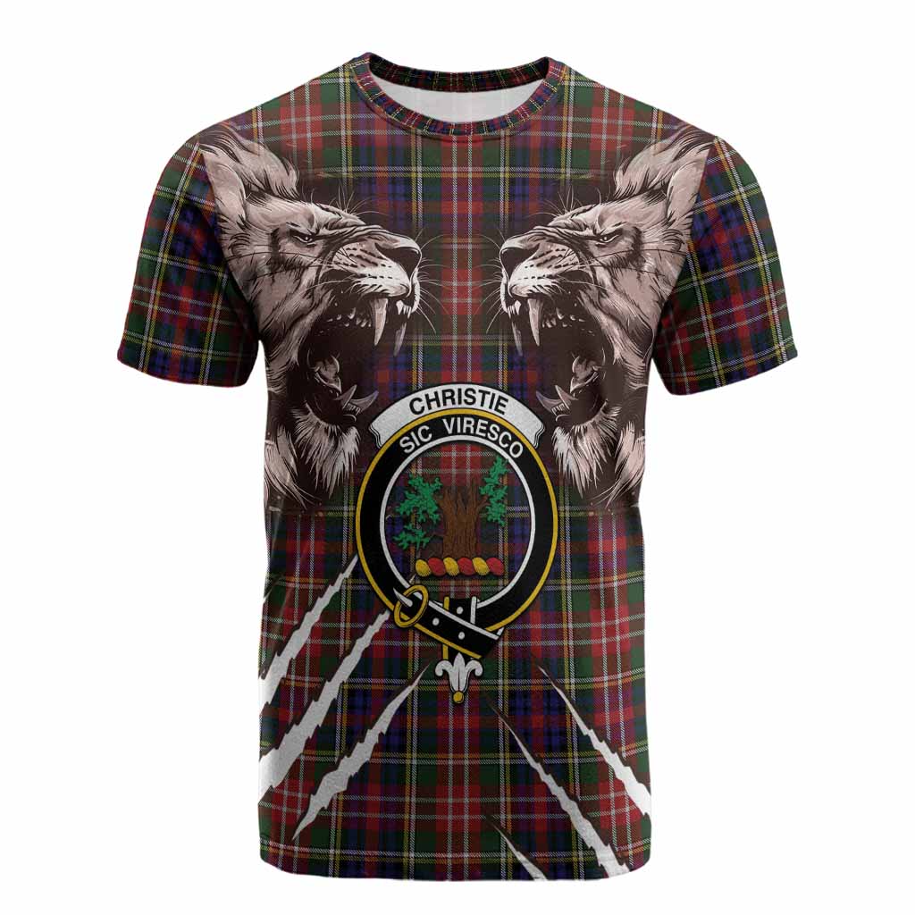 Christie Tartan Crest Cotton T-shirt Ferocious Lion Style