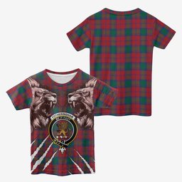 Fotheringham (Fotheringhame) Tartan Crest Kid T-shirt Ferocious Lion Style