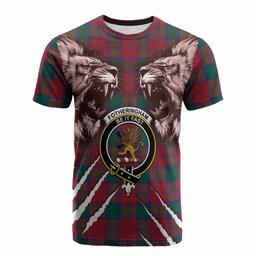 Fotheringham (Fotheringhame) Tartan Crest Cotton T-shirt Ferocious Lion Style