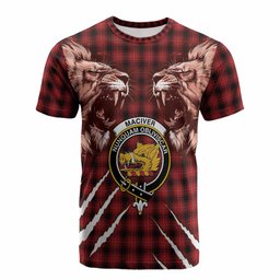 MacIver (McIver) Tartan Crest Cotton T-shirt Ferocious Lion Style