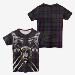 MacDonald (McDonald) of Clanranald Tartan Crest Kid T-shirt Ferocious Lion Style