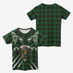 Halkett Tartan Crest Kid T-shirt Ferocious Lion Style