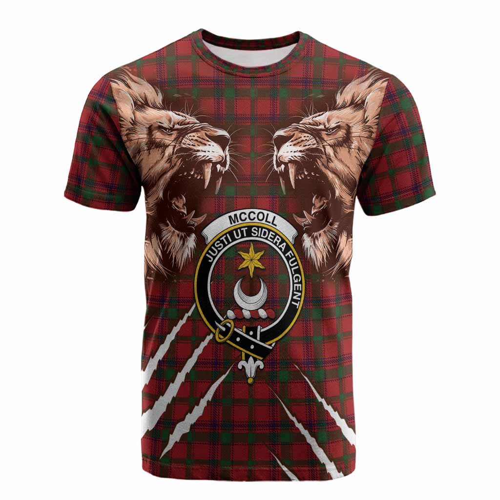 MacColl (McColl) Tartan Crest Cotton T-shirt Ferocious Lion Style