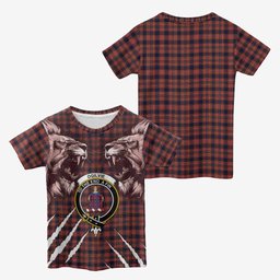 Ogilvie (Ogilvy) Tartan Crest Kid T-shirt Ferocious Lion Style