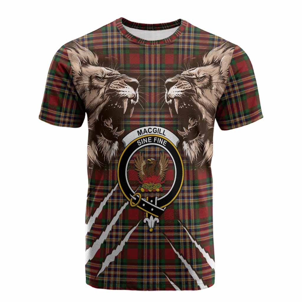 MacGill (MakGill) Tartan Crest Cotton T-shirt Ferocious Lion Style