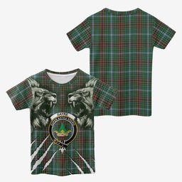 Gayre Tartan Crest Kid T-shirt Ferocious Lion Style