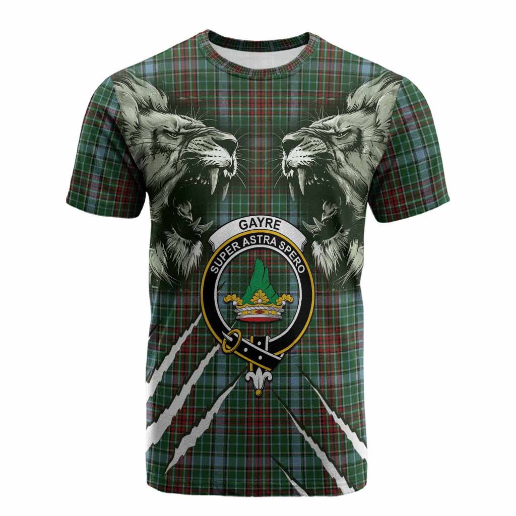 Gayre Tartan Crest Cotton T-shirt Ferocious Lion Style