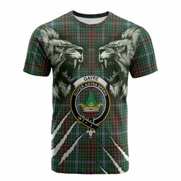 Gayre Tartan Crest Cotton T-shirt Ferocious Lion Style