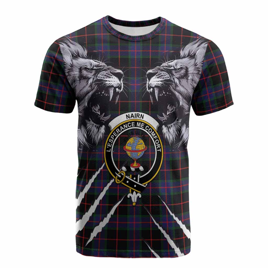 Nairn Tartan Crest Cotton T-shirt Ferocious Lion Style