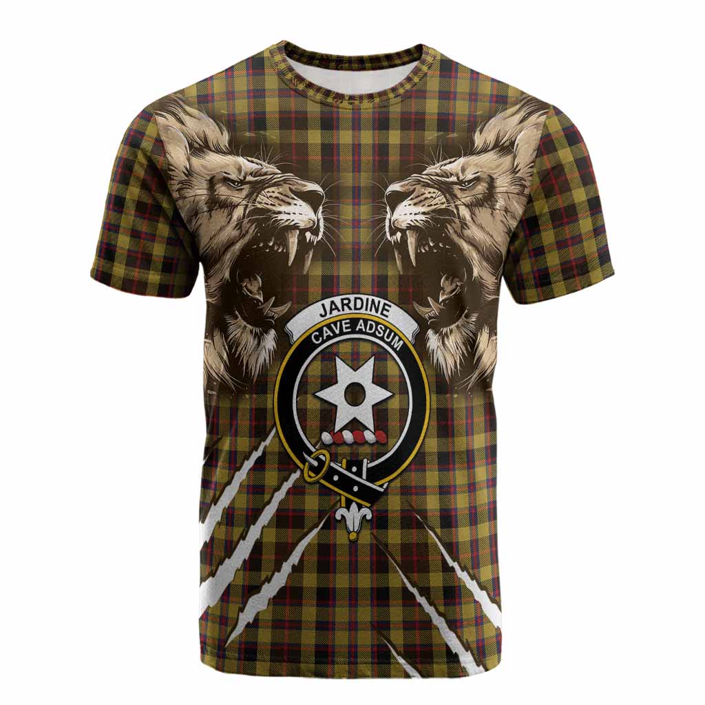 Jardine Tartan Crest Cotton T-shirt Ferocious Lion Style