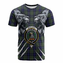 MacLaren (McLaren) Tartan Crest Cotton T-shirt Ferocious Lion Style