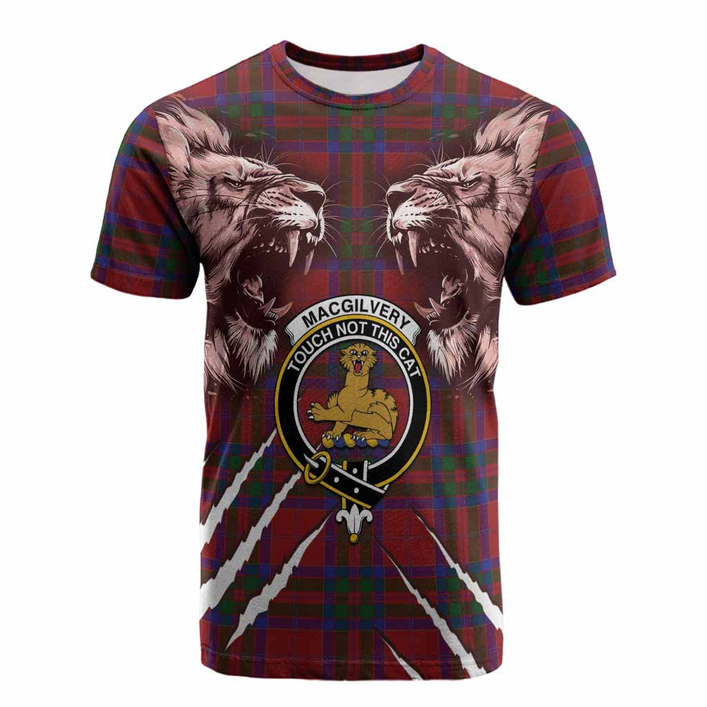 MacGilvery (McGilvery) Tartan Crest Cotton T-shirt Ferocious Lion Style