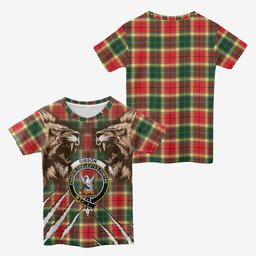 Gibson (Gibbs or Gibsone) Tartan Crest Kid T-shirt Ferocious Lion Style