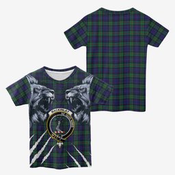 MacKinlay (McKinlay) Tartan Crest Kid T-shirt Ferocious Lion Style