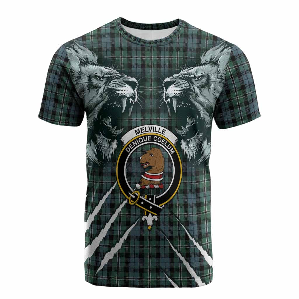Melville Tartan Crest Cotton T-shirt Ferocious Lion Style