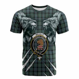 Melville Tartan Crest Cotton T-shirt Ferocious Lion Style