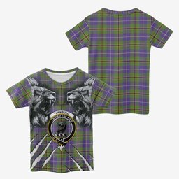 Turnbull Tartan Crest Kid T-shirt Ferocious Lion Style