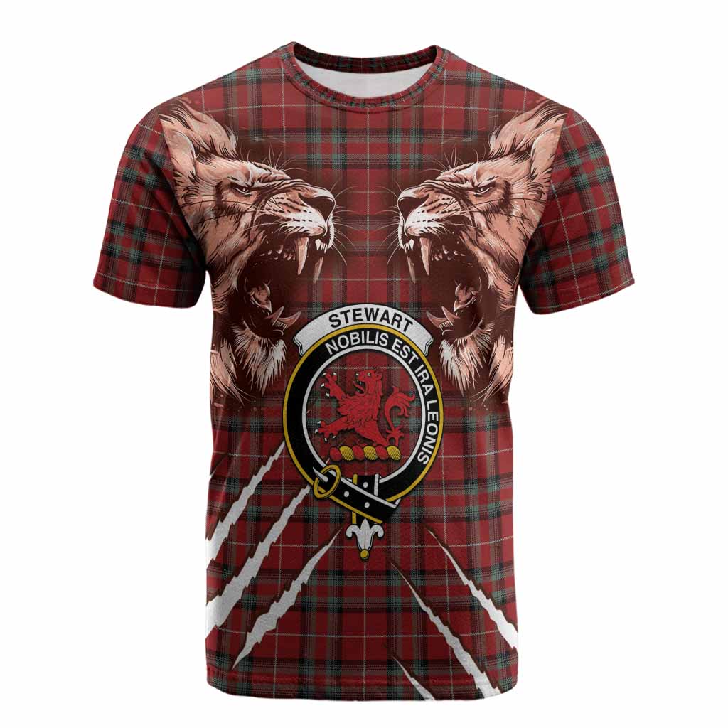 Stewart (Stuart) of Bute Tartan Crest Cotton T-shirt Ferocious Lion Style