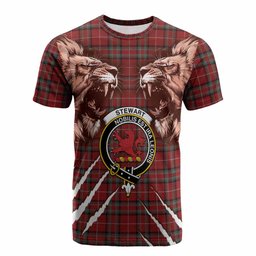 Stewart (Stuart) of Bute Tartan Crest Cotton T-shirt Ferocious Lion Style