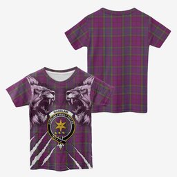 Wardlaw Tartan Crest Kid T-shirt Ferocious Lion Style