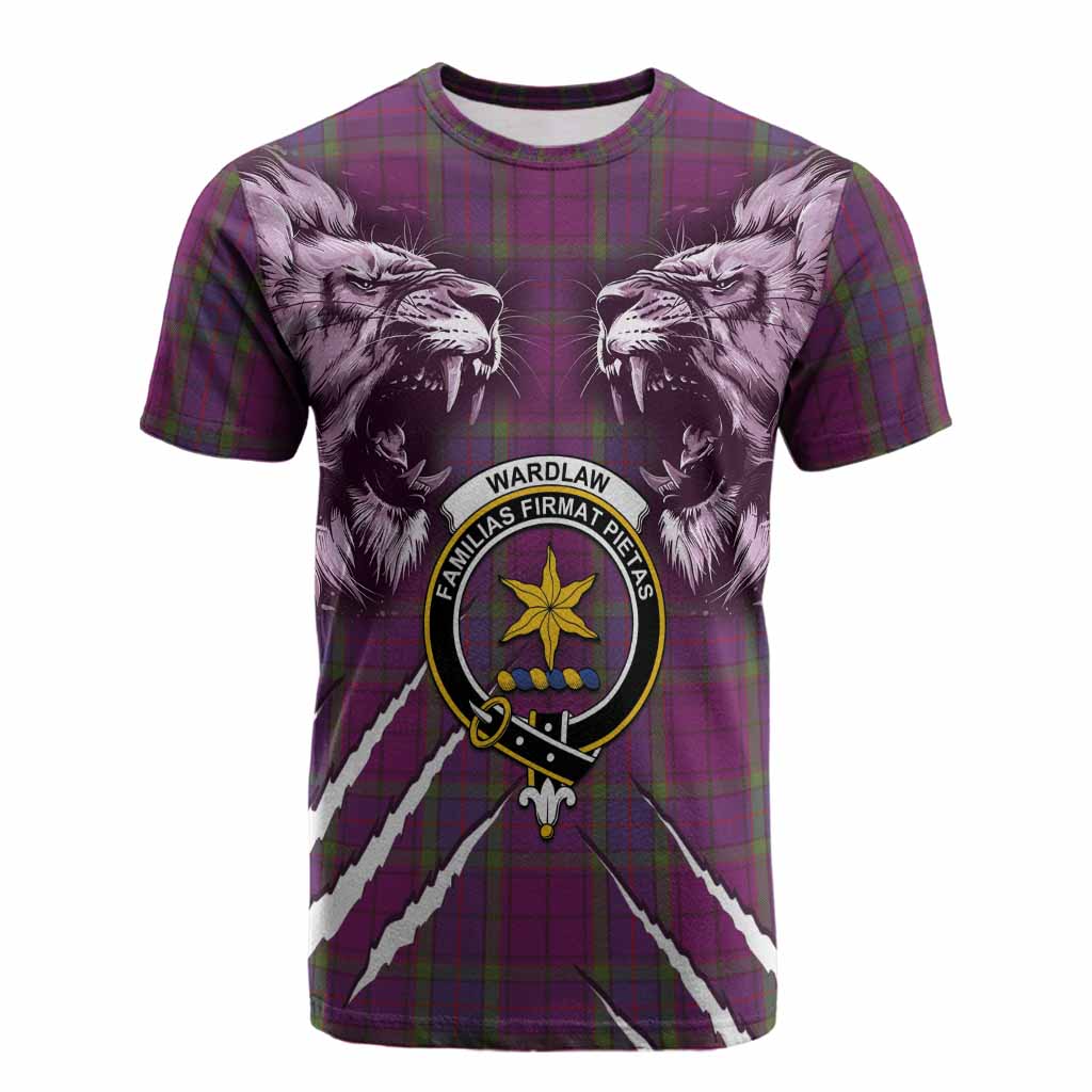 Wardlaw Tartan Crest Cotton T-shirt Ferocious Lion Style