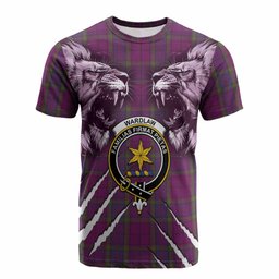 Wardlaw Tartan Crest Cotton T-shirt Ferocious Lion Style
