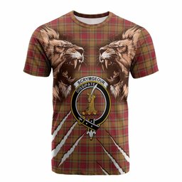 Scrymgeour Tartan Crest Cotton T-shirt Ferocious Lion Style