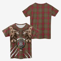 Strange (Strang) Tartan Crest Kid T-shirt Ferocious Lion Style
