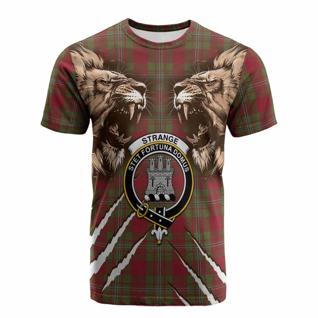 Strange (Strang) Tartan Crest Cotton T-shirt Ferocious Lion Style