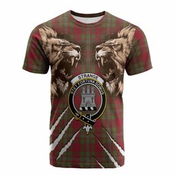 Strange (Strang) Tartan Crest Cotton T-shirt Ferocious Lion Style