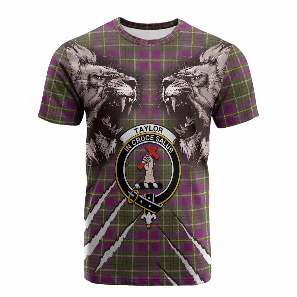 Taylor (Tailyour) Tartan Crest Cotton T-shirt Ferocious Lion Style