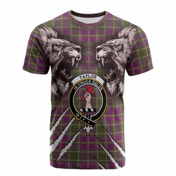 Taylor (Tailyour) Tartan Crest Cotton T-shirt Ferocious Lion Style