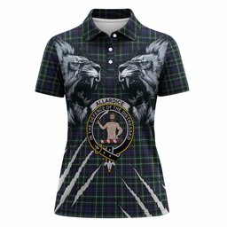 Allardice Tartan Crest Women Polo Shirt Ferocious Lion Style
