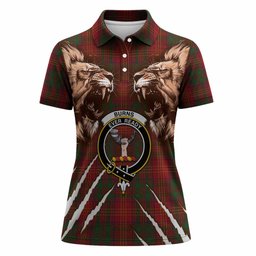Burns Tartan Crest Women Polo Shirt Ferocious Lion Style