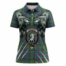 Colville Tartan Crest Women Polo Shirt Ferocious Lion Style