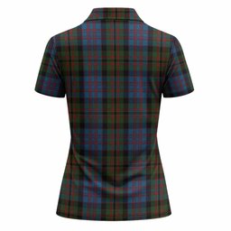 Bowie Tartan Crest Women Polo Shirt Ferocious Lion Style