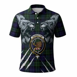 Bannatyne Tartan Crest Polo Shirt Ferocious Lion Style