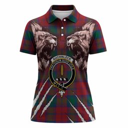 Auchinleck (Affleck) Tartan Crest Women Polo Shirt Ferocious Lion Style