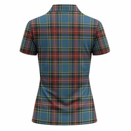 Beaton Tartan Crest Women Polo Shirt Ferocious Lion Style