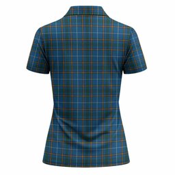Bain Tartan Crest Women Polo Shirt Ferocious Lion Style