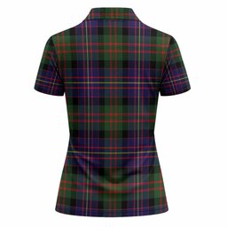 Chalmers Tartan Crest Women Polo Shirt Ferocious Lion Style