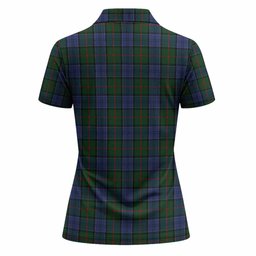 Colquhoun Tartan Crest Women Polo Shirt Ferocious Lion Style