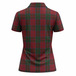 Drummond Tartan Crest Women Polo Shirt Ferocious Lion Style