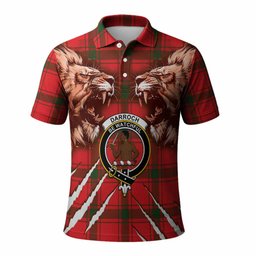 Darroch Tartan Crest Polo Shirt Ferocious Lion Style